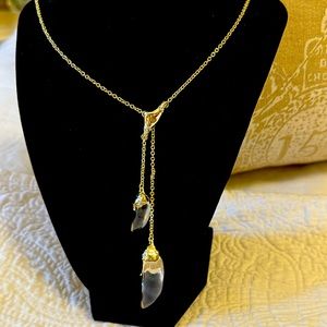 Crystal Gold toned adjustable Lariat style necklace